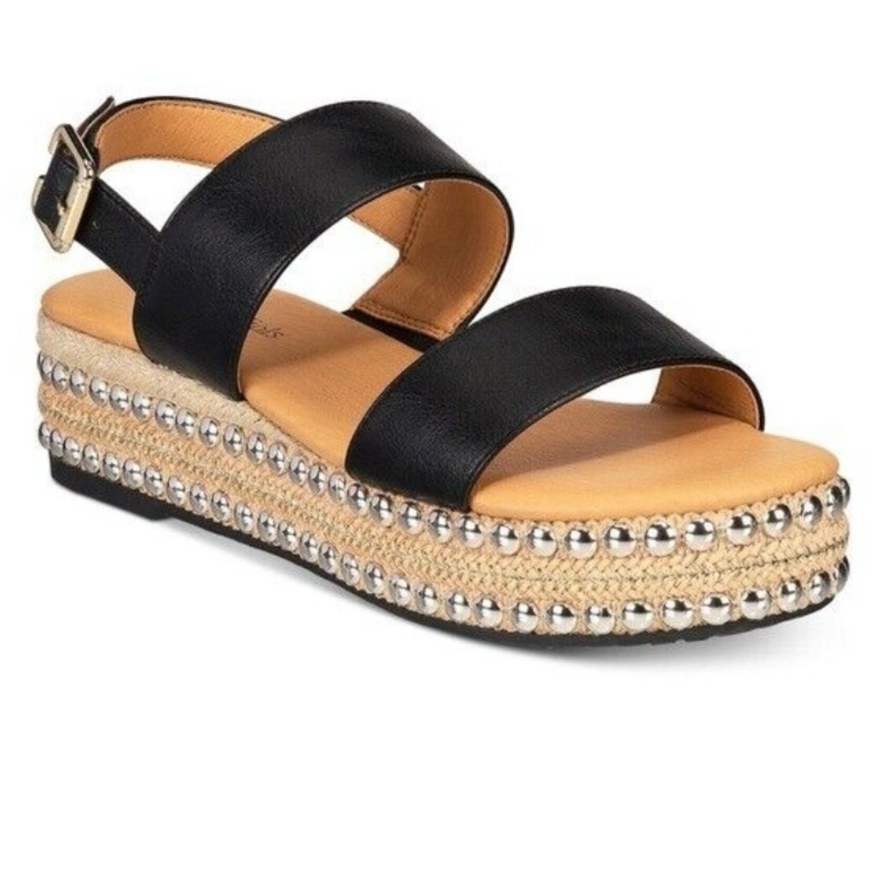 NIB SEVEN DIALS “Berenice” Platform Espadrille Sandals in Black, Size 9.5